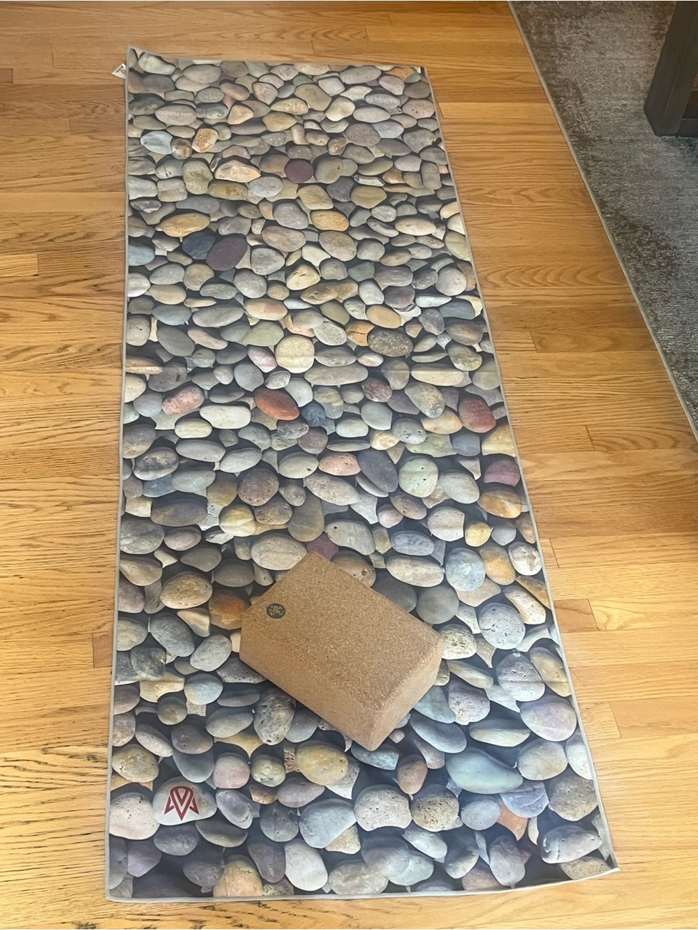 Zen Fuego Neutral Pebble Print Yoga Mat - Multicolor and Yoga Block